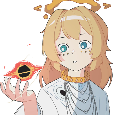 nojufe holding manifesting a black hole in the palm of her hand, staring in wonder